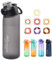 Metyniete Bouteille d'air, 900 ml, avec 7 capsules aromatisées, sans BPA, bouteille d'eau en Tritan, pour le sport, noire