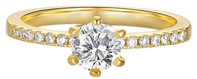 Epinki Gold Au375 Trauringe, Ewigkeitsring Memoirering Bandringe 9K Gold Partnerringe mit Moissanit Echtschmuck für Damen, Gr.53 (16.9)