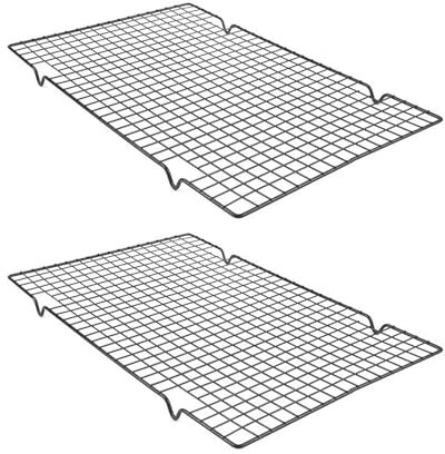 2pcs Cooling Rack Baking Cooling Racks Rectangular Cake Cooling Rack Carbon Steel Cooling Rack Baking Pan Cooling Anti-Stick Paint Rectangle Baking Rack for Muffin, Pizza and Grilling(40.5 * 25.5cm)