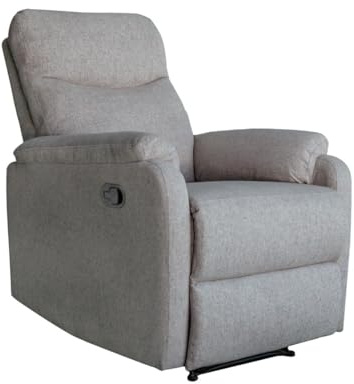 SWEET SOFA® Sillón Relax Zar - Sillón Reclinable de Palanca con Reposapiés, Sofá Individual, Compacto y Elegante, Tapizado en Tejido Gris, Medidas 73x95x101 cm, Fácil Montaje