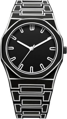 XCZAP Orologio da polso da uomo, ispirato agli anime, alla moda, elegante, vintage, resistente, sportivo, al quarzo, design minimalista e creativo, B nero, Minimalista