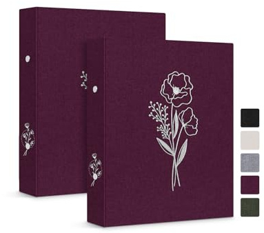 Lanpn Ringbuch Basic DIN A6 2 Stück, Leineneinband Ringbuch Ordner A6 mit 6 Ringe hält A6 Papier für Zuhause Büro Schule Journaling Sammlungen (Lila)