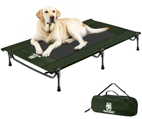 OneTigris Hundeliege Outdoor, erhöhtes Hundebett 130x70 cm Höhe 21cm, Express-Einrichtung Stabil, bequem und atmungsaktiv Haltbar und einfach zu reinigen Camping Haustier Bett, Katzenbett - Grün