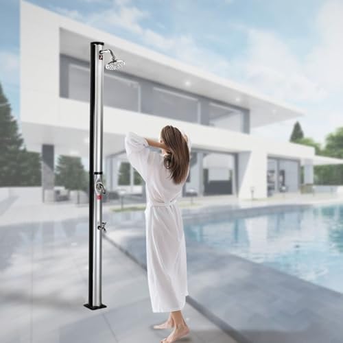 GAENZA Solarbeheizte Dusche, Temperaturregelung Garten-Schwimmbad, Solarheizung, Dusche, Außenduschständer Mit Schwenkbarem Duschkopf Und Fußhahn Für Den Außenbereich, Hinterhof, Poolrand, Strand