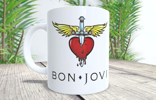 La Huella Personalised mug logo Bon Jovi. Exclusive design for superfans, perfect for rock lovers.
