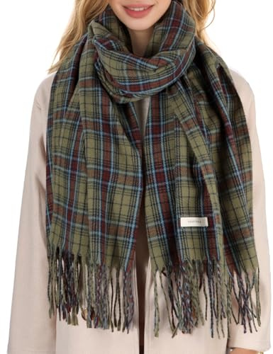 Alorn Damen Schal - Kariert übergroßer XXL Winterschal Deckenschal Weich Warm Herbstschal Kariert Karo Tartan Streifen Fransen Poncho