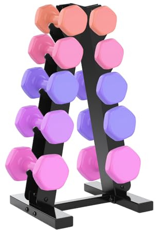 ClearFragrans Kurzhantel Rack, Hantelablage für Kurzhanteln, A-Rahmen, 5 Ablagen, Kurzhantelständer, 100kg Belastbarkeit, Gewicht Halterung Rack für Home Gym, 34 x 32 x 65 cm, Schwarz