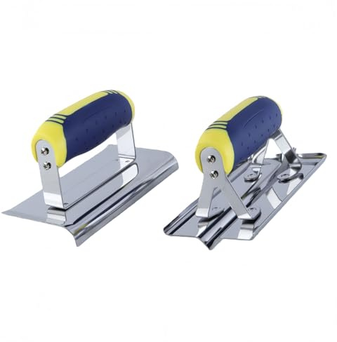 Alide Set di 2 utensili per calcestruzzo, bordatore e scanalatore in acciaio inossidabile con impugnatura antiscivolo, kit di finitura per cemento in muratura per levigatura e taglio