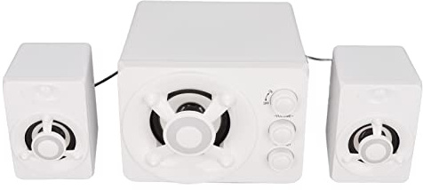 Denash USB Powered Stereo Subwoofer Multimedia Wired Lautsprecher mit RGB LED -Licht für PC -Laptop, Rich Clear Sound für Spiele und Unterhaltung, 2.1 Lautsprechersystem Weiß
