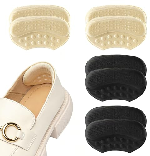 Xynovate 4 Pairs Heel Cushion, Self Adhesive Heel Grips Pads | for Shoe Too Big for Women Men Preventing Blisters, Improved Shoe Fit and Comfort(Black & Beige)