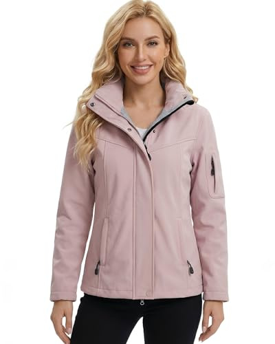 chiguomaoyi Vestes imperméables femmes Imperméable à capuche Veste softshell Manteau fonctionnel décontracté pour l'extérieur