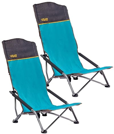 Uquip Strandstuhl Set Mary Petrol I 2 x Faltbarer XL-Campingstuhl mit 120 kg Traglast I kompakte Faltstühle aus Stahl & Polyester I Outdoor-Stuhl für Camping, Strand, Angeln, Garten & Festivals