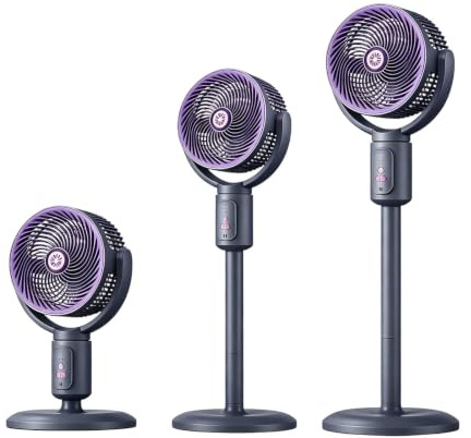 Pedestal Circulator Fan - 20dB Ultra Quiet Standing Fan, 9 Speeds DC Motor, 9H Timer, Adjustable Height & 135°+100° Oscillation for Bedroom/Living Room, Black