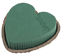 mosy Steckmoos-Herz, 15 cm, m. Biodur-Unterlage, Steckschaum, Blumen-Gesteck,Steckmasse, Tisch-Dekoration, Hochzeit, Muttertag, Valentinstag