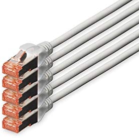 DIGITUS DK-1644-100-5 - DK-1644-100-5 10m Cat6 S/FTP (S-STP) Grau Netzwerkkabel (CAT5e S-FTP Patchk,10m, Grau - 5X CAT 6 S-FTP Patchkabel, Cu, LSZH, AWG 27/7, Länge 10 m, Farbe Grau)