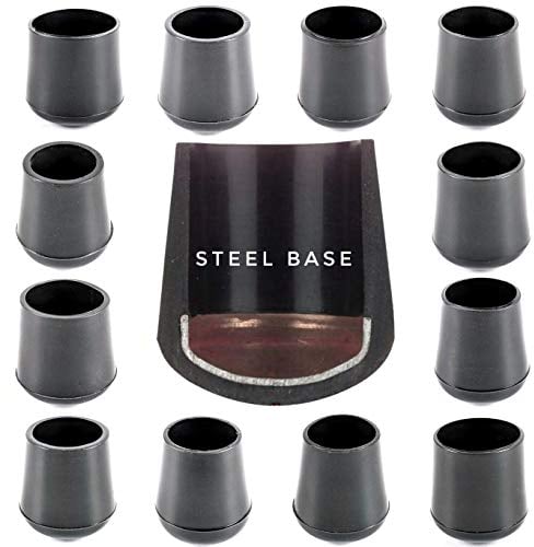 Multipurpose Feet. Rubber Ferrules with Hard-Wearing Steel Insert, Range of Sizes, Made in Germany (Black, 20mm - See Second Image Before Ordering This Size, Pack of 4)
