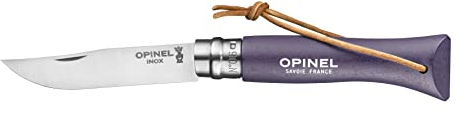 Opinel N°06 Gris púrpura Con enlace de Cuero Blanco