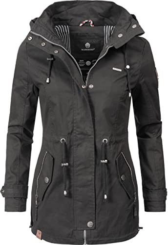 MARIKOO Damen mittellange Übergangsjacke Nyokoo mit großer Kapuze