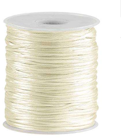 Satin-Schnur 80m x 1mm Flechtschnur Kumihimo Bastelschnur Geschenkschnur, Farbe:creme
