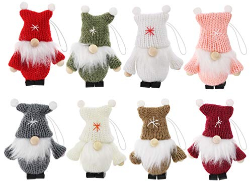 Set mit 8 Weihnachtsdekorationen für Weihnachtsbaum, skandinavischer Minimann, schwedischer Weihnachtsmann, Wichtel/Männer, gestrickt, schwedisch, aus Plüsch, Santa Ornamente für Weihnachtsbaum oder