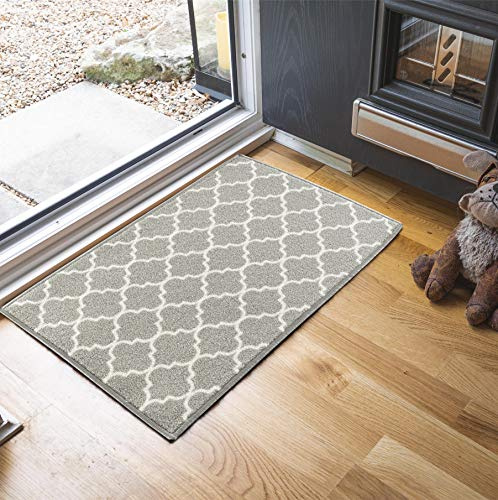 Havana Washable Non-Slip Kitchen Floor Mat, Trellis, Grey, 160x220cm