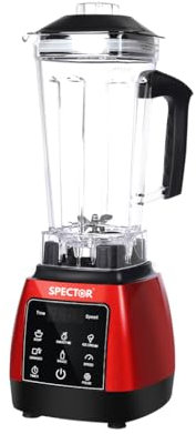Spector 2L High Speed Commercial Blender, Mixer Food Processor, Juicer Smoothie With Timer, Ice Breaker, Ice Crush, 5 Modes, 10 Speeds, 1800W Power Motor, Blend, Chop, Grind & Purée, Red