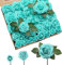 Ruiuzioong Künstliche 25 Stück Rosen Blumen Schaumrosen Foamrosen Kunstblumen Rosenköpfe Gefälschte Kunstrose Rose für Hochzeit Blumensträuße Braut Zuhause Dekoration (Nepal blau, 25 Stück)