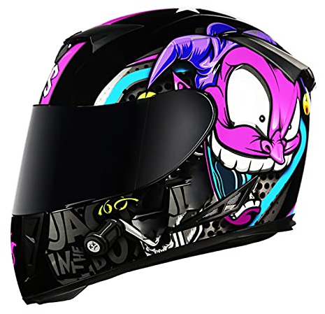 Integralhelme Flip-Up Motorradhelm Modular-Helm Rollerhelm Erwachsener Herren & Damen Jet Helm Sturzhelm Klapphelm Full-Face Motorcycle Helmet ECE-Zertifizierung Stoßfester Mopedhelm,Lila,M