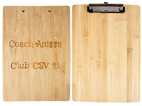 Porte document avec clip d'attache à personnaliser – Votre texte gravé sur ce clipboard en bois pour feuilles A4 – Clipboard personnalisable