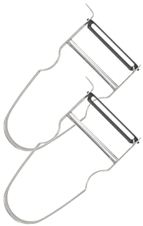 Fackelmann 36122 Lot de 2 Rasoirs à légumes Castor, éplucheurs, éplucheur à légumes, épluche légumes, Acier Inoxydable, Gris, 10,8 x 5,2 cm