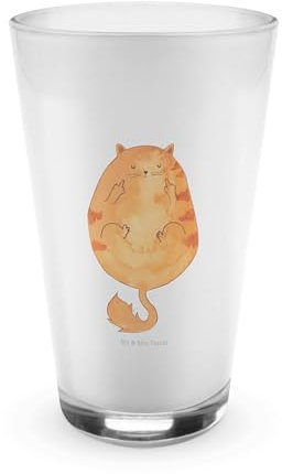 Mr. & Mrs. Panda Glas Katze Mittelfinger - Geschenk, Katzenmotive, Katzenaccessoires, Mietze, lustig, Kater, Cats, Cappuccino Glas, miau, Cat,