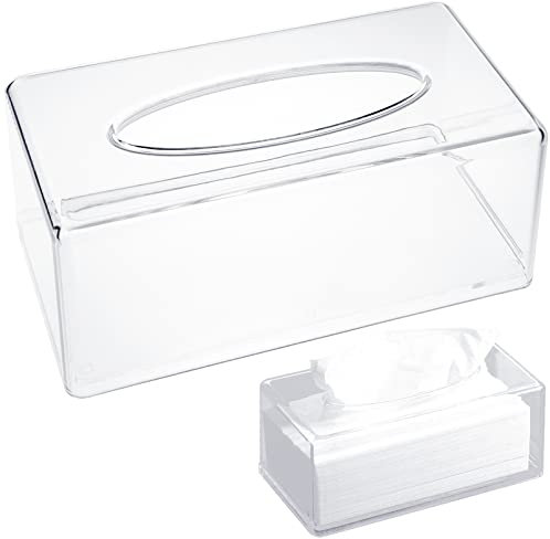 YAXIDAEVER Caja de Pañuelos Cosmética,Caja de Soporte de pañuelos faciales de acrílico Transparente,Dispensador Rectangular para Tejidos Faciales para Tejidos Faciales, Servilletas