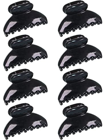 Clyhon 8 Petites Pinces à Cheveux à Double Dents, Mini Pince Crabe de Couleur Différente, Accessoires de Coiffure pour Fille Femme,noir
