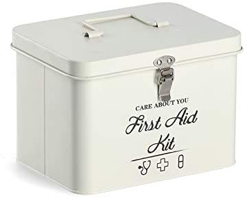 HTI-Living Medizinbox Metall Weiß Aufbewahrungsbox Hausapotheke Erste-Hilfe-Kasten