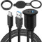 QIANRENON USB C & USB3.0 Incorporato Auto Impermeabile Cavo 10Gbps USB C & USB3.0 Filettata Fissa Montaggio Cavo,Supporto PD65W 4K video,LED,Prese in Alluminio,per Cruscotto Auto Barca Moto,2m/6,5ft