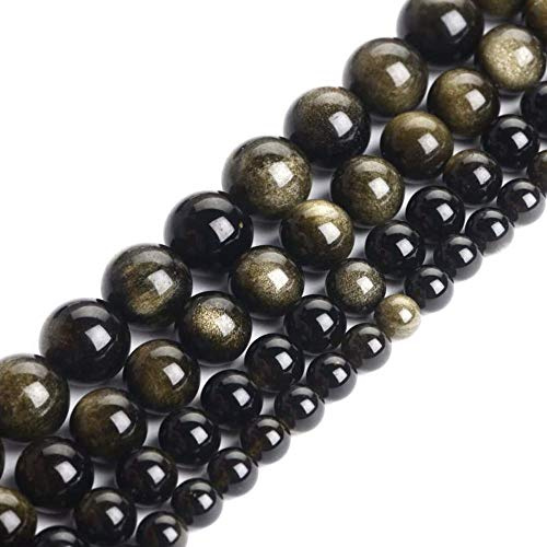 12mm Genuine Golden Obsidian Beads for Jewelry Making Gemstone Semi Precious Stone Strand 15(31-32pcs/strand)