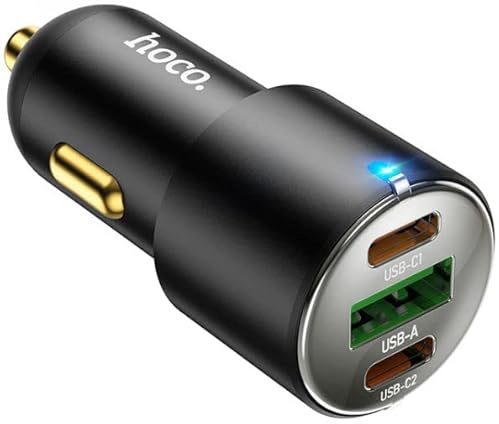 Hoco 3A USB/USB-C Auto Schnellladegerät 45W mit PD und QC 3.0 Schwarz