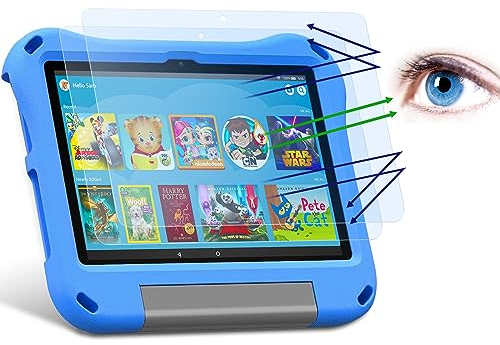 PYS Anti Blaulicht Schutzfolie für Fire HD 8 Kids Tablet 8 Zoll Anti Glare Kratzfest Blaulichtblock um Augen zu Schutzen 2 Stück
