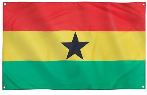 Runesol Ghana Flagge, 91x152cm (3ft x 5ft), 4 Ösen, ghanaische Flagge, Tag der Verfassung, Republik Ghana Nationalflagge, Premium-Fahnen für drinnen und draußen, Unabhängigkeitstag