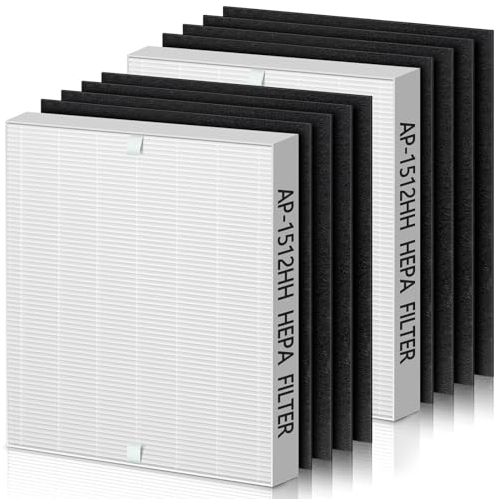 AP-1512HH Replacement Filter Compatible with Coway Airmega AP-1512HH Air Purifier, H13 True AP1512hh Filter Replacement,2 True HEPA Filter + 8 Activated Carbon Filters