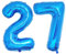 Ponmoo 40 inches Foil Balloons Numbers 27/72 Blue (101cm), Inflatable Helium or Air, Giant Balloon Number 0-9, 10-29, 30-100, Grand Balloons for Anniversary Wedding Birthday Party Decoration