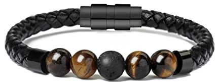 Urnen Armband Für Asche - Kremation Schmuck Lava Stein Urne Armband für Asche für Frauen Männer Chakra Healing Balancing Echtes Leder Memorial Armbänder