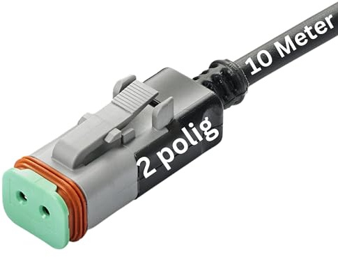 Kalitec DT06-2S 2-polig 10m PUR-Kabel - Buchse Wasserdicht 2x0,75 mm²