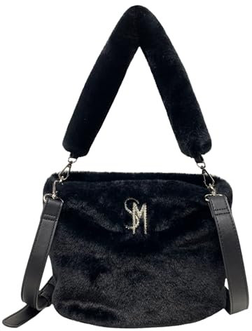 Steve Madden Bvani Schultertasche aus Kunstfell, Schwarz, Einheitsgröße