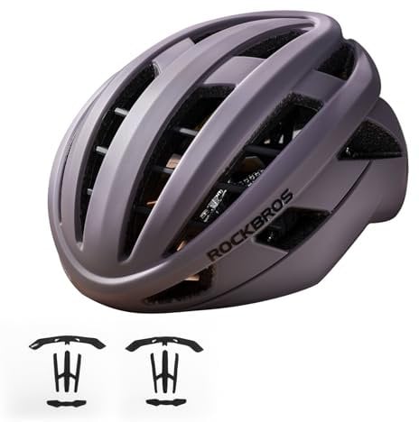 ROCKBROS Fahrradhelm Integrierter Radhelm, Leichter Cityhelm Rennradhelm, Robuster Atmungsaktiv für Mountainbikes Rennräder Unisex Erwachsene Damen und Herren L(58-62cm) Lila-matt