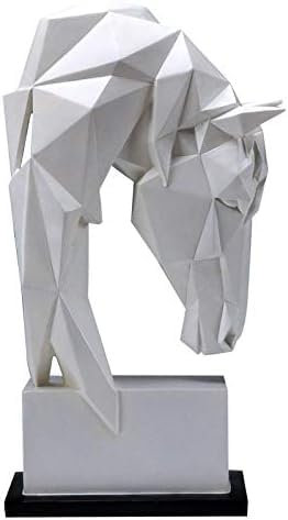 Generic Weiß Geometrische Skulptur Pferdekopf Kunst Tier Dekoration Büro Geschenk Harz 8688328005