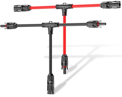 MXRPV Solar-Anschlusskabel,Solar-Panel Y Zweig Parallelverbinder,30A 1000V 6mm² 2 bis 4 Splitter Solar-Panel-Steckverbinder Verlängerungskabel Solarkabel Stecker (1 Paare, T Parallelverbinder)