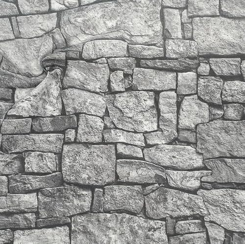 Stoffkontor Dekostoff Stoff Bedruckt Mauer - Meterware, Farbe Grau - zum Nähen von Schürzen, Tischdecken, Vorhänge, Kissen, Dekoration UVM.