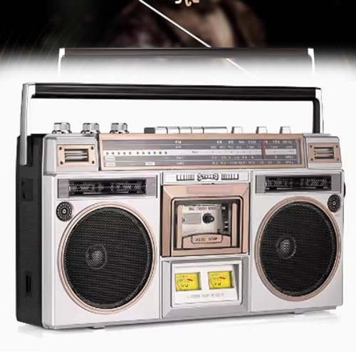 YSFHYAN Lettore CD Boombox retrò Stile Anni '80, Lettore di Cassette Bluetooth retrò, Radio per Lettore di Cassette, con Radio Am/FM E Potenziamento dei Bassi, Altoparlante Incorporato
