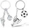 KSJEHW 2 Stück Fußball Schlüsselanhänger für Jungen Silber Schlüsselanhänger mit Fußballschuh und Ball Fußball Anhänger Sportfan Schlüsselanhänger Fußballfans Geschenk für Männer Frauen